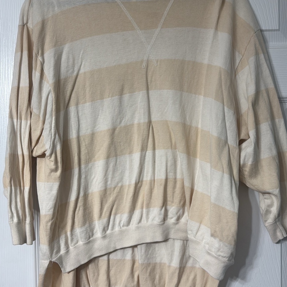 Free People Cream and White Striped Sweater